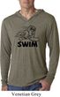 Mens Black Penguin Power Swim Lightweight Hoodie Tee