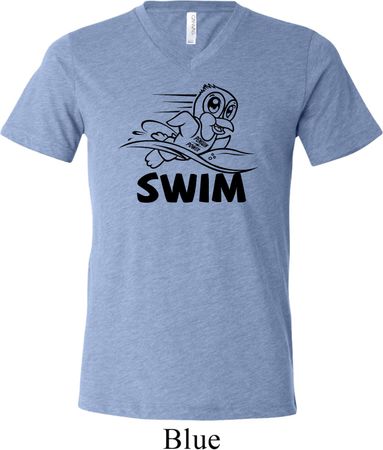 Mens Black Penguin Power Swim Tri Blend V-neck