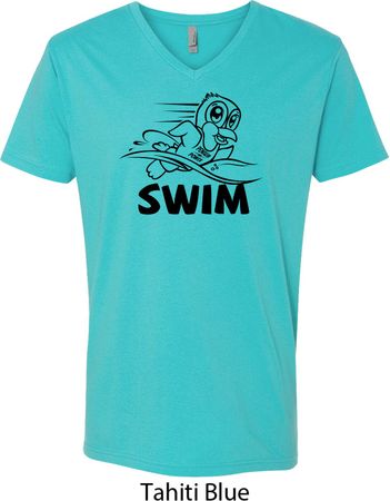 Mens Black Penguin Power Swim V-neck Shirt