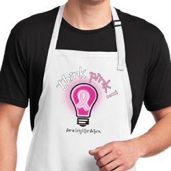 Mens Breast Cancer Apron Think Pink Full Length Apron with Pockets Mens Breast Cancer Apron Think Pink Full Length Apron with Pockets