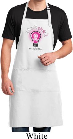 Mens Breast Cancer Apron Think Pink Full Length Apron with Pockets