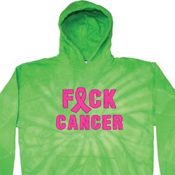 Mens Breast Cancer Awareness Hoodie F*CK Cancer Tie Dye Hoody