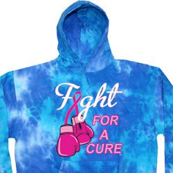 Mens Breast Cancer Awareness Hoodie Fight For a Cure Tie Dye Hoody