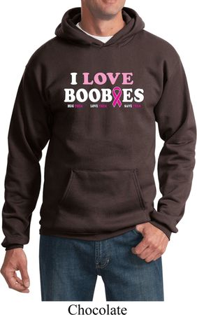 Mens Breast Cancer Awareness Hoodie I Love Boobies Hoody