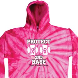 Mens Breast Cancer Awareness Hoodie Protect 2nd Base Tie Dye Hoody Mens Breast Cancer Awareness Hoodie Protect 2nd Base Tie Dye Hoody
