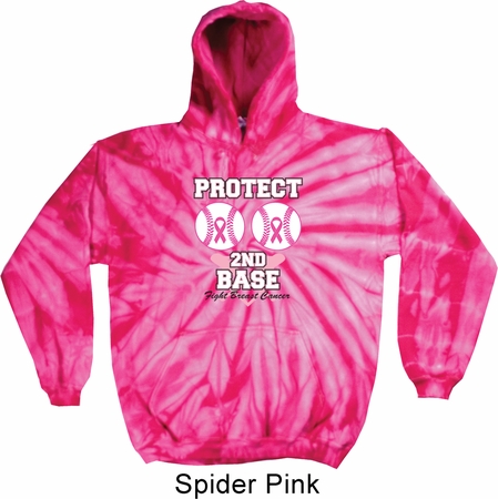 Mens Breast Cancer Awareness Hoodie Protect 2nd Base Tie Dye Hoody