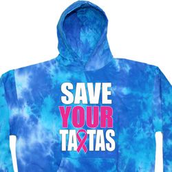 Mens Breast Cancer Awareness Hoodie Save Your Tatas Tie Dye Hoody