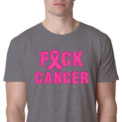 Mens Breast Cancer Awareness Shirt F*CK Cancer Burnout Tee T-Shirt