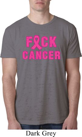 Mens Breast Cancer Awareness Shirt F*CK Cancer Burnout Tee T-Shirt
