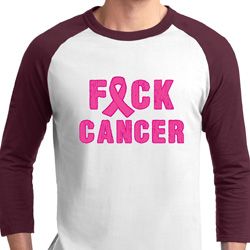 Mens Breast Cancer Awareness Shirt F*CK Cancer Raglan Tee T-Shirt