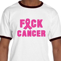 Mens Breast Cancer Awareness Shirt F*CK Cancer Ringer Tee T-Shirt
