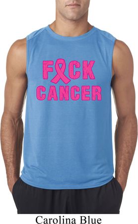 Mens Breast Cancer Awareness Shirt F*CK Cancer Sleeveless Tee T-Shirt