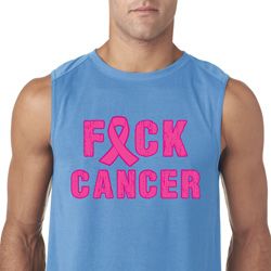 Mens Breast Cancer Awareness Shirt F*CK Cancer Sleeveless Tee T-Shirt