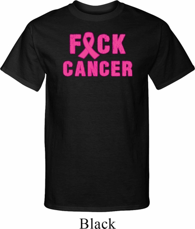 Mens Breast Cancer Awareness Shirt F*CK Cancer Tall Tee T-Shirt