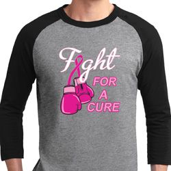 Mens Breast Cancer Awareness Shirt Fight For a Cure Raglan Tee T-Shirt