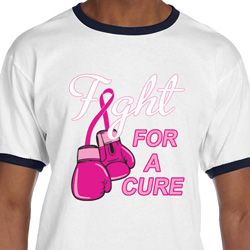 Mens Breast Cancer Awareness Shirt Fight For a Cure Ringer Tee T-Shirt
