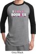 Mens Breast Cancer Awareness Shirt I Love Boobies Raglan Tee T-Shirt