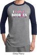 Mens Breast Cancer Awareness Shirt I Love Boobies Raglan Tee T-Shirt