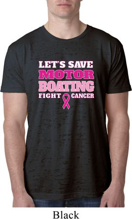Mens Breast Cancer Awareness Shirt Motor Boating Burnout Tee T-Shirt