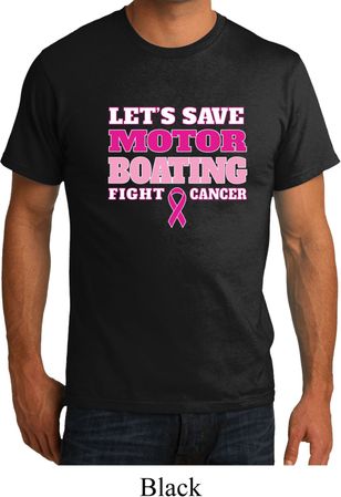 Mens Breast Cancer Awareness Shirt Motor Boating Organic Tee T-Shirt