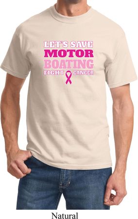 Mens Breast Cancer Awareness Shirt Motor Boating Tee T-Shirt