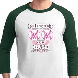 Mens Breast Cancer Awareness Shirt Protect 2nd Base Raglan Tee T-Shirt Mens Breast Cancer Awareness Shirt Protect 2nd Base Raglan Tee T-Shirt