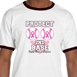 Mens Breast Cancer Awareness Shirt Protect 2nd Base Ringer Tee T-Shirt Mens Breast Cancer Awareness Shirt Protect 2nd Base Ringer Tee T-Shirt