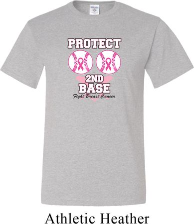 Mens Breast Cancer Awareness Shirt Protect 2nd Base Tall Tee T-Shirt