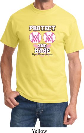 Mens Breast Cancer Awareness Shirt Protect 2nd Base Tee T-Shirt