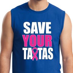 Mens Breast Cancer Awareness Shirt Save Your Tatas Muscle Tee T-Shirt