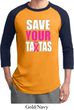 Mens Breast Cancer Awareness Shirt Save Your Tatas Raglan Tee T-Shirt