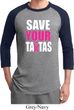 Mens Breast Cancer Awareness Shirt Save Your Tatas Raglan Tee T-Shirt