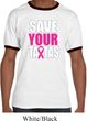 Mens Breast Cancer Awareness Shirt Save Your Tatas Ringer Tee T-Shirt