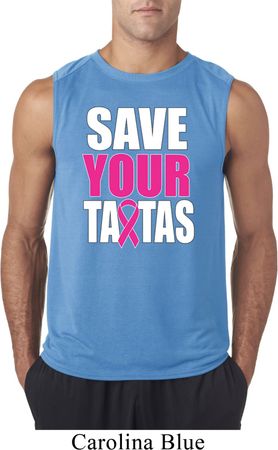 Mens Breast Cancer Awareness Shirt Save Your Tatas Sleeveless Tee