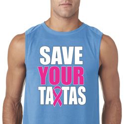 Mens Breast Cancer Awareness Shirt Save Your Tatas Sleeveless Tee