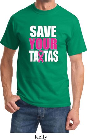 Mens Breast Cancer Awareness Shirt Save Your Tatas Tee T-Shirt