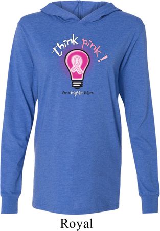 Mens Breast Cancer Awareness Shirt Think Pink Lightweight Hoodie Tee