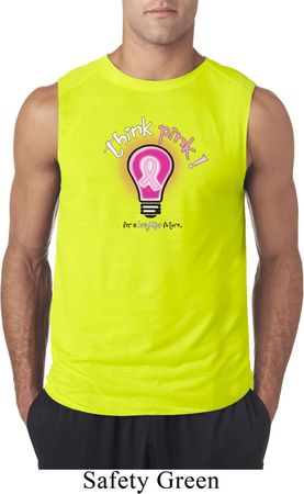 Mens Breast Cancer Awareness Shirt Think Pink Sleeveless Tee T-Shirt