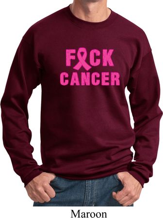 Mens Breast Cancer Awareness Sweatshirt F*CK Cancer Sweat Shirt