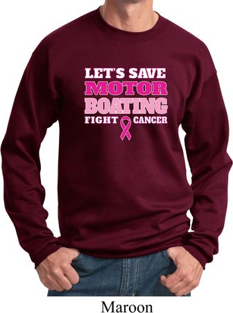 Mens Breast Cancer Awareness Sweatshirt Motor Boating Sweat Shirt