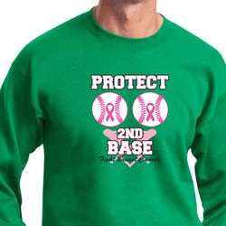 Mens Breast Cancer Awareness Sweatshirt Protect 2nd Base Sweat Shirt Mens Breast Cancer Awareness Sweatshirt Protect 2nd Base Sweat Shirt