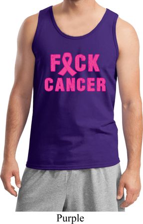 Mens Breast Cancer Awareness Tanktop F*CK Cancer Tank Top