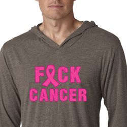 Mens Breast Cancer Shirt F*CK Cancer Lightweight Hoodie Tee T-Shirt