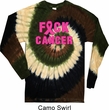 Mens Breast Cancer Shirt F*CK Cancer Long Sleeve Tie Dye Tee T-shirt