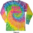 Mens Breast Cancer Shirt F*CK Cancer Long Sleeve Tie Dye Tee T-shirt