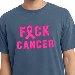 Mens Breast Cancer Shirt F*CK Cancer Pigment Dyed Tee T-Shirt