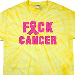 Mens Breast Cancer Shirt F*CK Cancer Spider Tie Dye Tee T-shirt