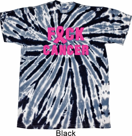 Mens Breast Cancer Shirt F*CK Cancer Twist Tie Dye Tee T-shirt