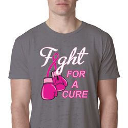 Mens Breast Cancer Shirt Fight For a Cure Burnout Tee T-Shirt