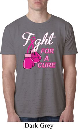 Mens Breast Cancer Shirt Fight For a Cure Burnout Tee T-Shirt